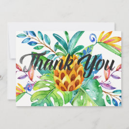 Cartão De Agradecimento Abacaxi De Aquarela Tropical Havaiana Obrigado