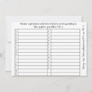 Cartão De Agradecimento Abc Tpc B&W Nº 1