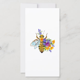 Cartão De Agradecimento Abeja flor com plantas silvestres