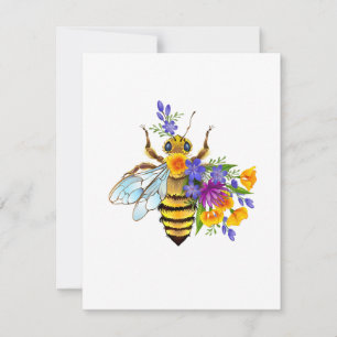 Cartão De Agradecimento Abeja flor com plantas silvestres