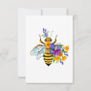 Cartão De Agradecimento Abeja flor com plantas silvestres