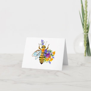 Cartão De Agradecimento Abeja flor com plantas silvestres