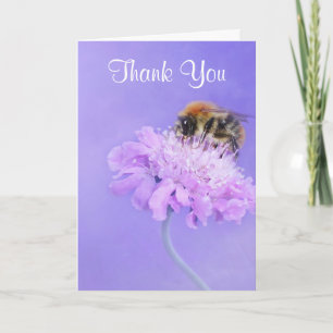 Cartão De Agradecimento Abeja Sentada em uma Flor Rosa Obrigado