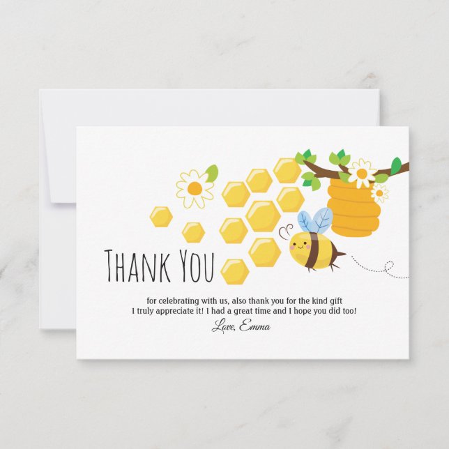 Cartão De Agradecimento abelha, abelha querida, pente de mel, abelha de ab (Frente)