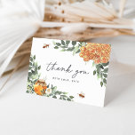 Cartão De Agradecimento Abelha de Honeybee do Flor Laranja<br><div class="desc">Projetada para combinar com a nossa coleção de artigos de papelaria com tema de abelha Orange Blossom Honey, esta doce design de inspiração natural apresenta favos de mel, folhagem botânica de cor aquosa verde, flores brancas e abelhas buzinas. "Obrigado" aparece no centro em caracteres manuscritos de script, com uma linha...</div>