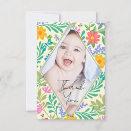 Cartão De Agradecimento Abelha, Joaninha, Borboleta, Libélula & Flores