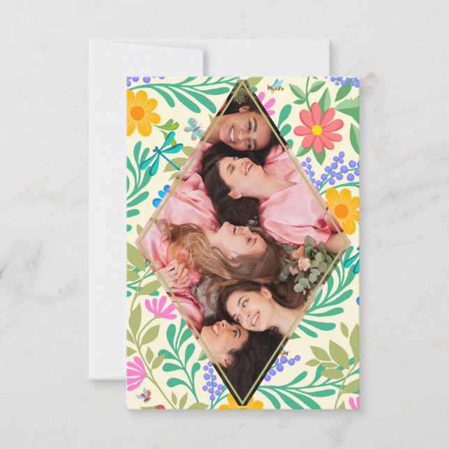 Cartão De Agradecimento Abelhas De Mel, Ladybug, Borboleta, Dragonfly & Fl (Frente)