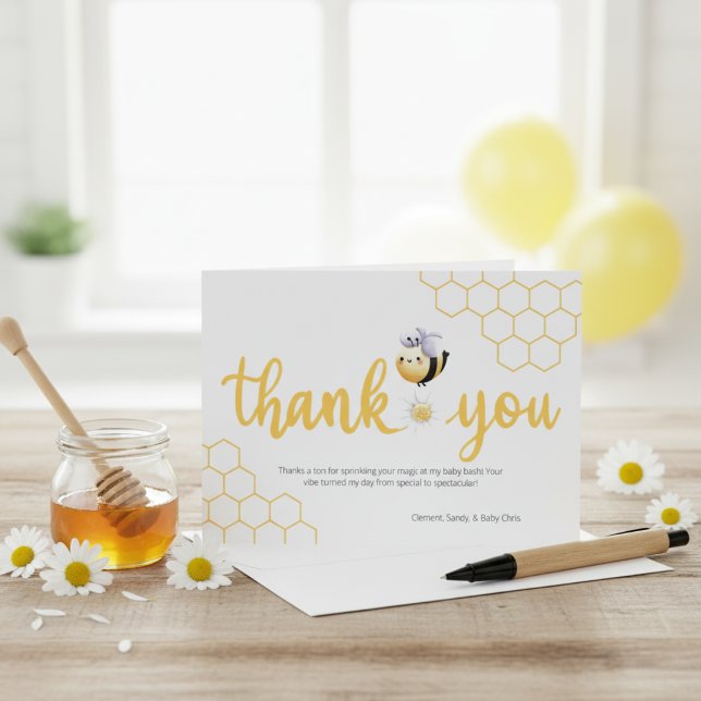 Cartão De Agradecimento Abelhas de Momentos Úteis (Bee-utiful Moments Baby Bee Thank You Card)