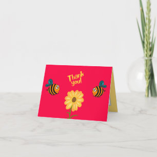 Cartão De Agradecimento Abelhas e flores