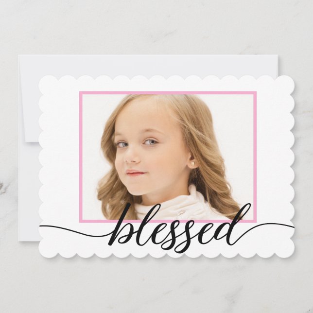 Cartão De Agradecimento Abençoada Primeira Sagrada Foto Comunitária Obriga (Frente)