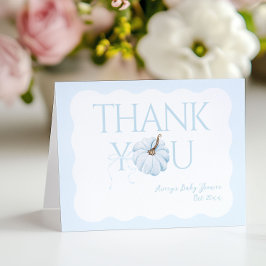 Cartão De Agradecimento Abóbora Azul É um Chá de fraldas de queda moderna