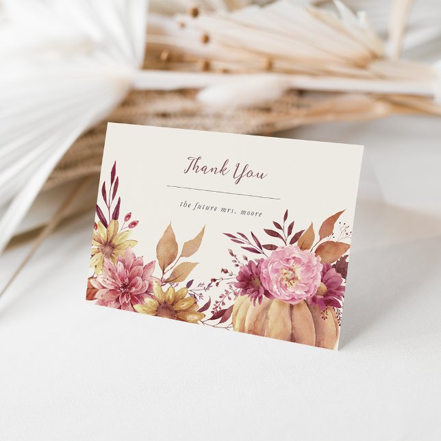 Cartão De Agradecimento Abóbora de outono e flores silvestres (Criador carregado)