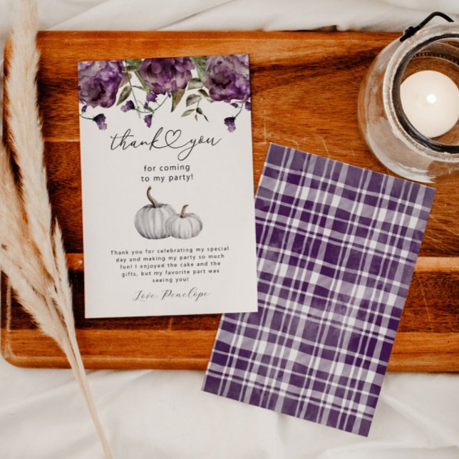 Cartão De Agradecimento Abóbora Festa de aniversário de Flor Puro (Criador carregado)