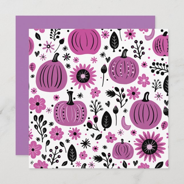 Cartão De Agradecimento Abóbora roxa e flor caseira personalizadas (Frente/Verso)