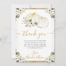 Abóboras Florais Brancas e Douradas Casamento de O