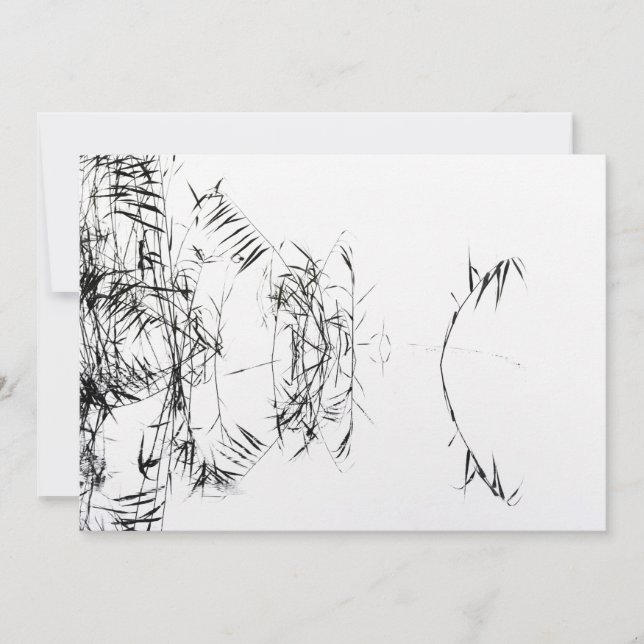 Cartão De Agradecimento Abstract Black and White Reeds Water Reflections (Frente)