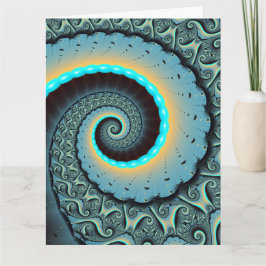Cartão De Agradecimento Abstract Blue Turquoise Orange Fractal Art Spiral