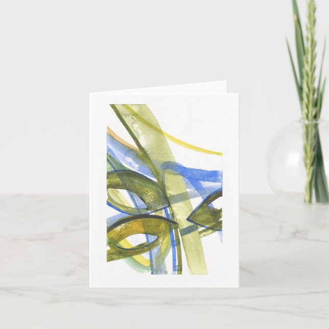 Cartão De Agradecimento Abstract Summer Leaves Watercolor Notecard (Frente)