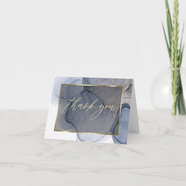 Cartão De Agradecimento Abstrato Álcool Tinta Mole Dusty Plum BLK (Frente)