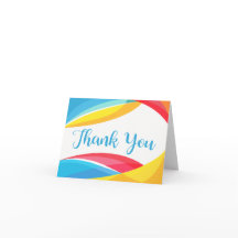 Abstrato Azul Obrigado Rainbow Wave Red & Yellow