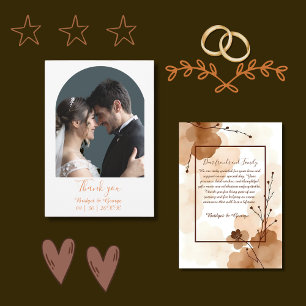 Cartão De Agradecimento abstrato boho casamento moderno mínimo