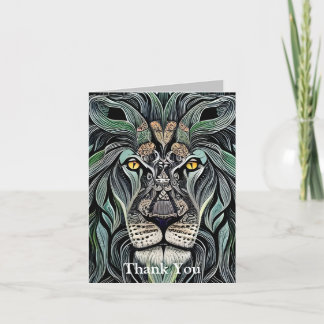 Cartão De Agradecimento Abstrato Chique King Lion