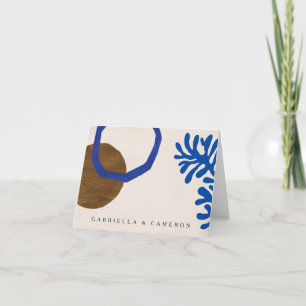 Cartão De Agradecimento Abstrato Contemporâneo Formas Arte Casamento Azul