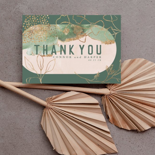 Cartão De Agradecimento Abstrato Emerald Mod de Água com Arco Duplo (Criador carregado)