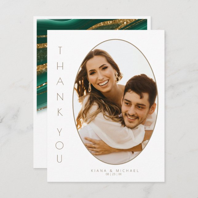 Cartão De Agradecimento Abstrato Glitter Strata Wedding Obrigado Gr ID903 (Frente/Verso)