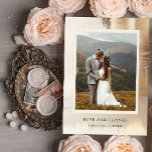 Cartão De Agradecimento Abstrato ouro | Casamento Elegante<br><div class="desc">Este maravilhoso e moderno convite para casamento mostra um elegante,  abstrato neutro e falsa fundo de aparência de ouro com sua foto favorita de casamento no centro. A caligrafia clássica na parte de trás do cartão diz "obrigado" e há espaço para adicionar sua própria mensagem pessoal.</div>