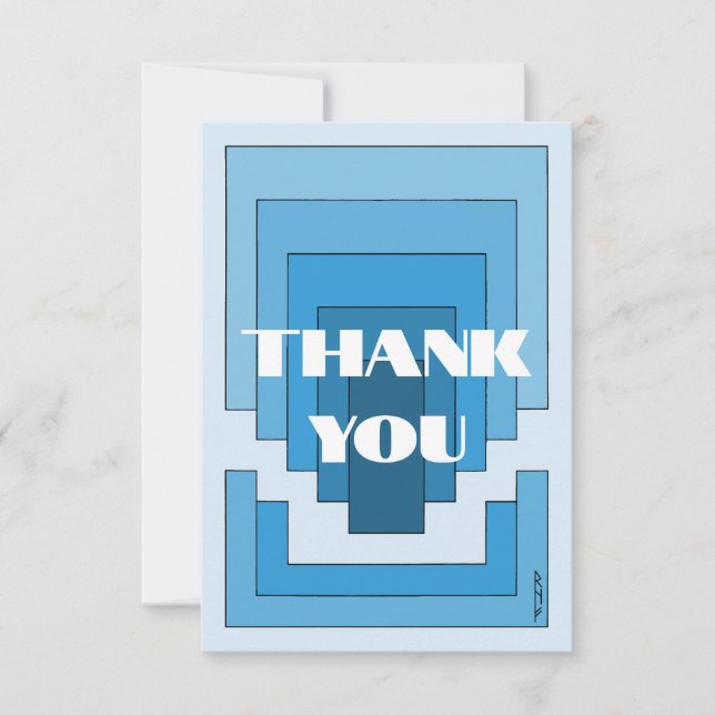 Cartão De Agradecimento Abstrato retangular em azul (Frente)