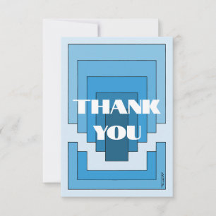 Cartão De Agradecimento Abstrato retangular em azul