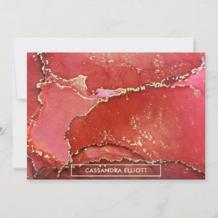 Cartão De Agradecimento Abstrato Vermelho Brilhante E Álcool Tinta Líqui