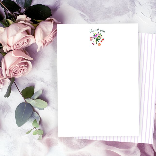 Cartão De Agradecimento ACABOU DE SAIR DO MERCADO Fofa Festa de Chá de Noi (FRESH OFF THE MARKET Cute Custom Bridal Shower Thank You Note Card
)
