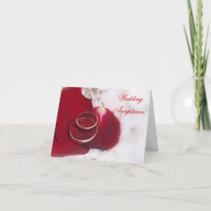 Cartão De Agradecimento Aceitação de Casamento de Rosa de Anéis Dourado