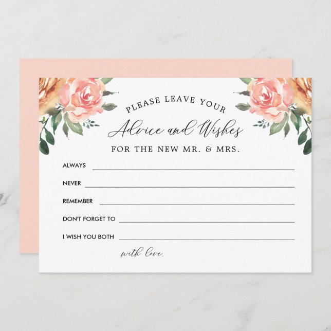 Cartão De Agradecimento Aconselhamento e Desejos Florais Dourados e Blush (Frente/Verso)