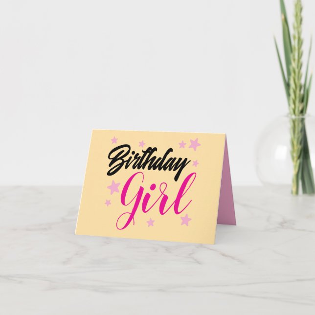 Cartão De Agradecimento ADD YOUR OWN TEXT Birthday girl pink & beige  (Frente)
