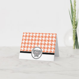 Cartão De Agradecimento Adorable Elephant custom Orange Houndstooth Cards