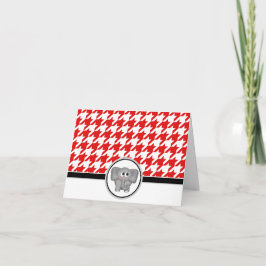 Cartão De Agradecimento Adorable Elephant custom Red Houndstooth Cards