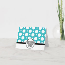 Cartão De Agradecimento Adorable Elephant custom Turquoise Polka Dot Card