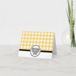 Cartão De Agradecimento Adorable Elephant custom Yellow Houndstooth Cards