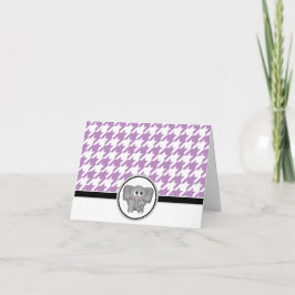 Cartão De Agradecimento Adorable Elephant Purple Houndstooth Cards