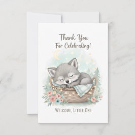 Cartão De Agradecimento Adorable, fluffy baby wolf  Baby Shower 