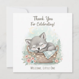 Cartão De Agradecimento Adorable, fluffy baby wolf  Baby Shower 