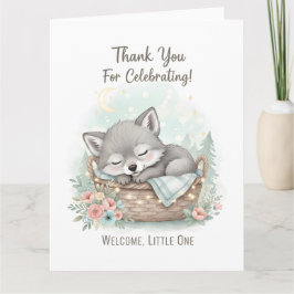 Cartão De Agradecimento Adorable, fluffy baby wolf  Baby Shower 