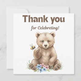 Cartão De Agradecimento Adorable,  grizzly bear cub  Baby Shower 