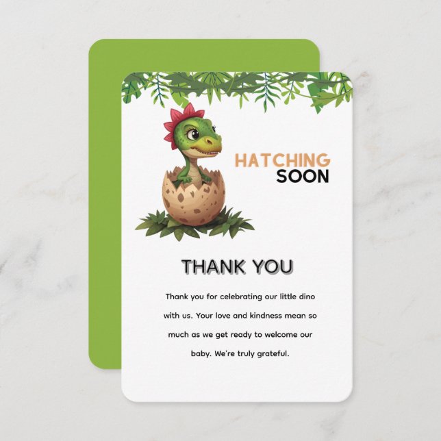 Cartão De Agradecimento Adorable Kawaii Baby Dinosaur Hatching (Frente/Verso)