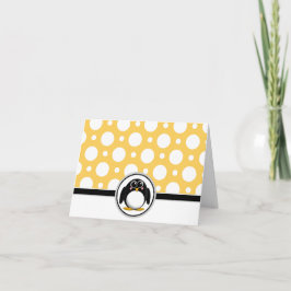Cartão De Agradecimento Adorable Penguin custom Yellow Polka Dot Cards