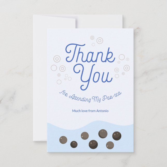 Cartão De Agradecimento Adorável Axolote de Chá de Boba Azul Par-tea Crian (Frente)