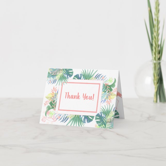 Cartão De Agradecimento Adorável Conto De Fada Para Duas Flores Tropicais  (Frente)